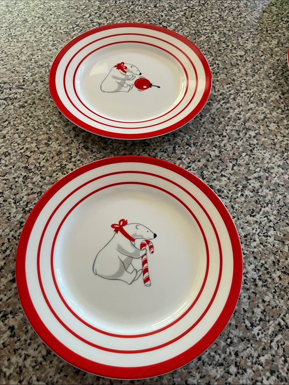 Field's Marketplace Red & White Penguin and Polar Bear Canapé Plates - Set of 6
